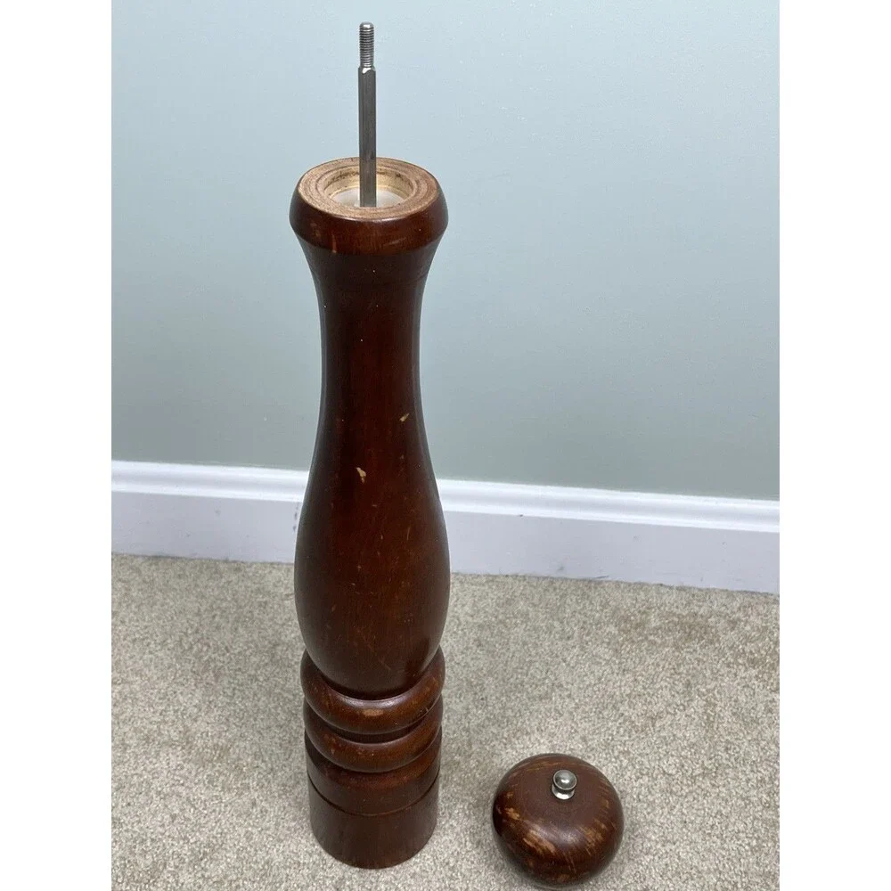 VTG MCM 17.5” H Large Wood Pepper Grinder Mill Traditional Style Walnut Finish